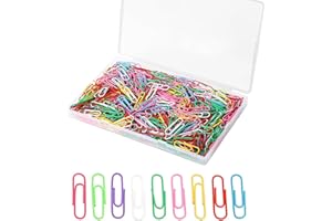 nuoshen 500 Stück Büroklammern, 33mm Briefklammern Bunt Paper Clips Büroklammer Metall mit Aufbewahrungsbox für Papiere Schule Bürobedarf