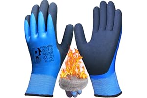 PROGANDA Waterproof Thermal Winter Work Gloves Fleece Liner Insulated Warm for Outdoor Cold Weather Car Washing Gardening Fishing Multipurpose (Blue -Grip Waterproof Thermal, L (Pack of 1))