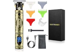 TIERNEY Haarschneidemaschine Profi, Rasierer Herren Elektrisch, Professionelles Haarschneider Barttrimmer Wiederaufladbar, T-Blade Langhaarschneider Trimmer für Männer mit LED Anzeige und 4 Führungskämmen