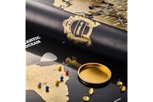 DIVALIS Mapa del Mundo Para Rascar Extra Grande - Póster de Mapa del Mundo Rascable - El Mejor Regalo de Mapa del Mundo Para Viajeros - Todos los Accesorios Incluidos - Scratch off World Map