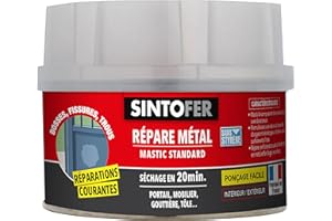 SINTOFER - Répare Métal Standard - Répare Trous et Enfoncements - Egalise et Soude à Froid - Sans Retrait - Sec en 20min - Intérieur et Extérieur - Blanc A Peindre - Technique Professionnelle - 330g