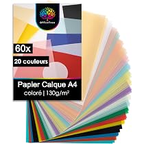 Lot De 20 Feuilles Papier Parchemin Transparent A4 100g/m² - 10 Couleurs Pour Bricolage, Scrapbooking, Emballage Cadeau Et Loisirs Créatifs