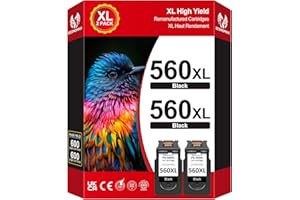 Economink PG-560XL Wkłady atramentowe kompatybilne z Canon 560 560XL Wkłady do Canon TS5350 TS5351 TS7450 TS7451 TS5352 TS5353 (2 Czarny)