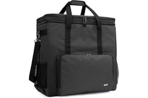 CURMIO Double-Layer Carrying Case for Computer Tower, Desktop Computer Travel Storage Tote Bag for PC Chassis, Keyboard, Cable and Mouse, Headphone, Bag Only, Black