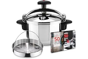 Magefesa Star Recta - Pack Exclusif Autocuiseur Traditionnel 4L + Panier + Livre de Recettes, Acier Inoxydable 18/10, Compatible avec l’Induction