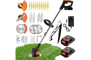 GONPMNY Debroussailleuse Electrique sans Fil, Coupe Bordure sans Fil avec Batterie avec 3 Types De Lames, Debroussailleuse Batterie Livré avec 2 Batteries 21V Et Un Chargeur, Utilisez Une Pelouse Domestique