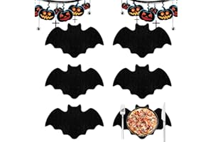 COSIESNEST Halloween Placemats Table Mats Set of 6 Place Mats for Table Bat Shaped Felt Placemat Heat Resistant Mat Suitable for Halloween Table Decoration