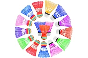 RobLuX 16 Piezas Volantes de BáDminton, Volante de Pluma de Nylon de Alta Estabilidad Y Durabilidad, Bolas de BáDminton para Deportes de Interior Y Exterior, Ocio, DiversióN, Juegos