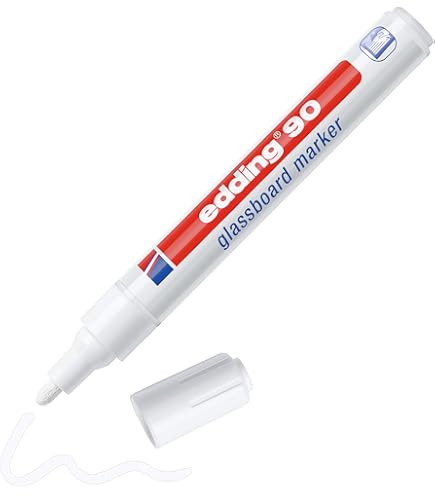 Edding 95 Marqueur Pour Verre, Noir, 1 Stylo, Pointe Ronde 1, 5-3 Mm, Marqueurs Effaçables Pour