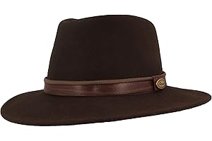 HUT BREITER Breiter Chapeau de Trekking Enroulable 100% Laine Feutre Fedora Imperméable et Pliable Garniture en Cuir Chapeaux Homme et Femme