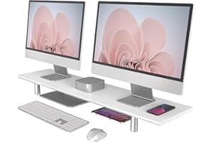 Fenge Supporto per Monitor Grandi Regolabile in Altezza, Metallo, per PC/Laptop/TV 100x23,5x11,2cm (Bianco)