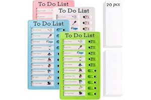 HUAMUDM 4 Stück Memo Checkliste Boards,mit 20 Austauschbaren Leeren Papieren Checklist Boards,To Do List Checklist Board,Tafel Chore Chart,Tragbare Memoboards Chore Chart für Zeitplan Lernplanung Erinnerung