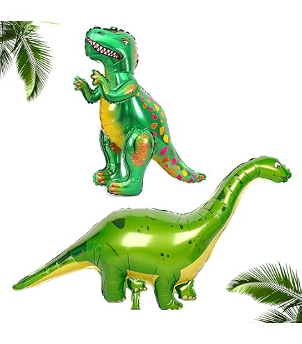 Ballons Dinosaure Anniversaire 1 An – 10 Ballons Aluminium 18 Pouces, Cœur Blanc Et Crème – Déco Garçon/Fille, Fête Thématique