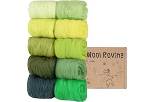 Needle Felting Wool,Homewit 10 Colors Nature Fibre Wool,Wool Roving for Needle Felting,100g Wool Yarn Felt for Handmade Spinning DIY Wool Craft Materials