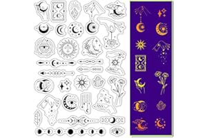 Sellos Transparentes Mágicos CRASPIRE para Decoración de Tarjetas, Álbumes de Recortes, Sello de Goma de Silicona de Fase Lunar para Grabar En Relieve Álbum de Fotos Decoración Artesanal