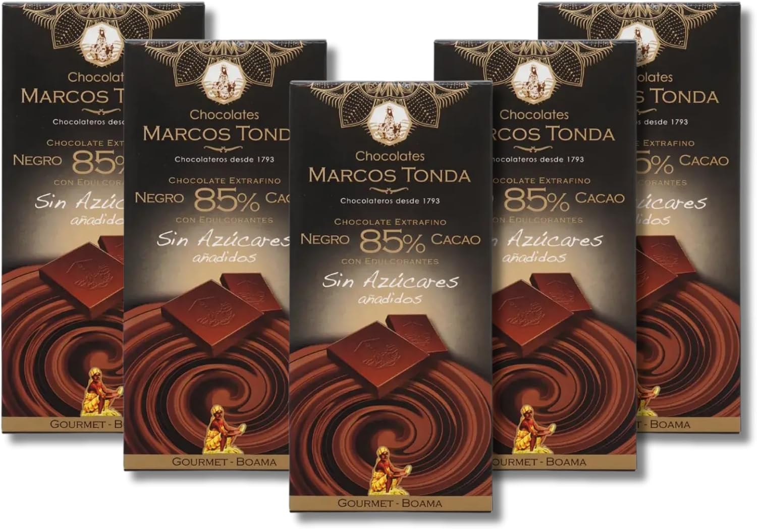 Chocolates Marcos Tonda – Chocolate Gourmet Boama X5 | Chocolate Negro 85% Cacao X5 | Chocolate Sin Azucar Añadido | Chocolates Originales Para Regalar | Desde 1793