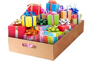 Venuscello® 25 x Cardboard Gift Hamper Tray 16 x 10.5 x 4Inch Empty Presentation Box Reusable Serving Container Christmas Drink Cans Snacks Wine Beer Sweet Food Storage Basket