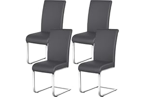 ‎YAHEETECH Yaheetech Esszimmerstühle 4er Set Schwingstuhl Freischwinger stühle küchenstuhl polsterstuhl, 135 kg belastbar Grau