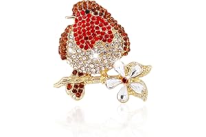 iwiio Christmas Brooches, Robin Brooch, Christmas Pins Rhinestone Robin Gifts for Women, Xmas Christmas Jewelry Gift Decoration