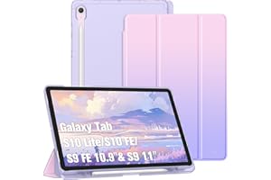 FINTIE Etui do Samsung Galaxy Tab S10 Lite 2025/S10 FE /S9 FE 10,9 cala / S9 11" uchwyt na długopis, cienki lekki futerał retro, matowe, półprzezroczyste, z automatycznym budzikiem/snem, wzór Ombre
