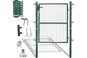 Ansobea Cancello da giardino, verde, 150 x 100 cm, con serratura, per cancello da giardino, recinzione a griglia