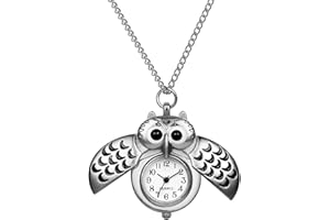 Avaner Eulen Taschenuhr für Damen Frauen und Herren Analog Quarz Kettenuhr Lovely Pocket Watch mit Halskette als Weihnachten Geschenk