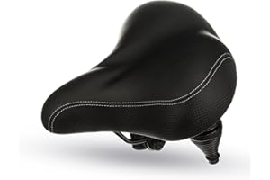 Bikeroo Extra Padded Bike Seat - Firm Comfortable Bike Seats for Men & Women - Compatible with Peloton, NordicTrack, Schwinn, Indoor Stationary Exercise Bikes - Wide Bicycle Seat Replacement Saddle