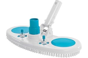 U.S. Pool Supply 13" Weighted Pool Vacuum Head with Nylon Bristles, Swivel Hose Connection, EZ Clip Handle - Connect 1-1/4" or 1-1/2" Hose - Removes Debris, Cleans Floors - Safe for Vinyl Lined Pools