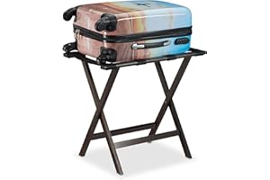Relaxdays Dark Brown Bamboo Folding Luggage Rack Suitcase Stand, HxWxD: 53.5 x 58 x 36.5 cm