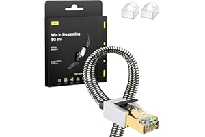 FOLISHINE Cat8 kabel Ethernet 4 m, nylonowy pleciony kabel krosowy Lan Patch Cord, 40 Gb/s, 2000 MHz, RJ45, płaski ekranowany przewód, do modemu/routera/przełącznika, szybszy niż Cat5e/Cat6/Cat7