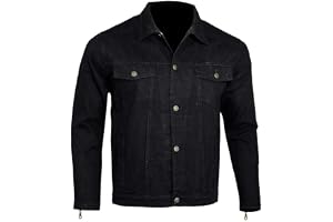 Bikers Gear Australien skyddande kevlarfodrad denim motorcykeljacka med avtagbar CE 1621-1 rustning, svart, storlek XL