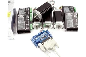 EU STOCK RATTMMOTOR Kit controller CNC a 4 assi Nema 23 Motore passo-passo Doppio albero 112mm, CW5045 Driver 4.5A 256 Microstep, 5 assi Interfaccia parallela Breakut Board + Alimentatore 400W 36V