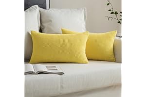 MIULEE Fundas Cojines para Cama Funda de Almohada de Pana Cojin Rectangular de Sofa Poliéster Decoracion para Habitacion Dormitorio Oficina Silla Salon Comedor 2 Pieza 30x50cm Amarillo Limón