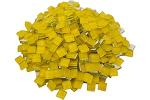 Yuvori Piastrelle quadrate per mosaico in cristallo, 0,5 kg, 1 cm, fai da te, per bagno, soggiorno, cucina, balcone (giallo)