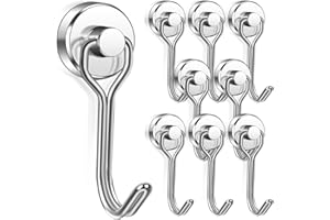 Keukenket 8Pack Black Magnetic Hooks 10KG+,16MM Strong Magnetic Hooks Heavy Duty for Cruise,Strong Neodymium Magnet with Hooks for Hanging,Perfect for Fridge, Kitchen, Camping, Door, Locker
