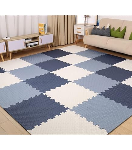 Tappeto Puzzle Bambini In EVA - 142x114cm, 18 Piastrelle, Color Bianco-Rosa-Grigio - Foto 8