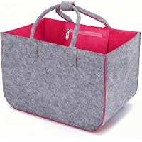 Draupnir 4 Pezzi Borsa In Feltro – 2 Shopper Grandi 30x20x18 Cm + 2 Piccole Con Cerniera – Pieghevole E Riutilizzabile Per Spesa, Camino, Libri – Grigio E Nero