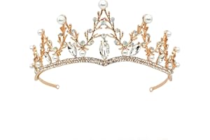 Ursula Costume Women Crown, Vofler Gold Tiara Mermaid Evil Queen Elf Witch Seashell Shell Coral Pearl Branch Headband Accessories for Princess Bride Adult Girl Halloween Party Birthday Wedding