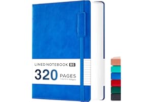 NIRMIRO B5 Notebook Hardback, Leather Note Book Notepad with 320 Pages 100GSM Lined Paper, No Bleed, Notebooks Journals for Women Men Writing Work, 19 x 25.4 cm, Blue