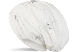 styleBREAKER Beanie Mütze mit Strass Sterne und All Over Strasssteine, Slouch Longbeanie, Damen 04024116