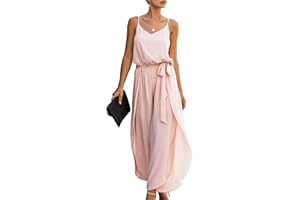 ASOMI Mono de mujer de verano largo con cuello en V, elegante, sin mangas, de una pieza, traje de Playsuit Romper con cinturón