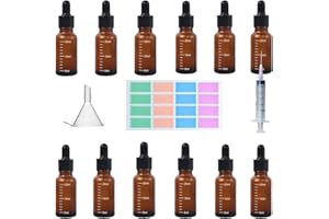 Hibisaws fiole en verre,12 X flacon pipette,Flacons et bocaux de laboratoire,Bouteilles compte-gouttes en verre brun vides,pour l'aromathérapie Gouttes Les Oreilles Huile Essentielle Bouteilles (20)
