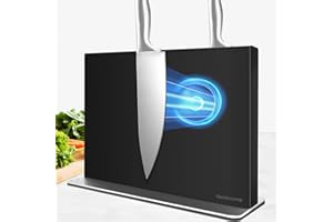 Rekehome Bloc à couteaux magnétique sans couteau, 30 cm, noir, porte-couteaux magnétique en acier inoxydable 304, support magnétique puissant des deux côtés, pour une cuisine bien rangée