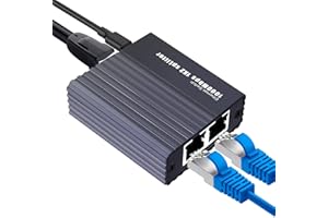 YEECKA Switch Ethernet 1 a 2 1000Mbps, Gigabit Duplicador RJ45 2 Ports LAN Network Ethernet Splitter para Ordenadores,Switches,Routers,Hubs,Decodificadores,con Cable de Alimentación USB C