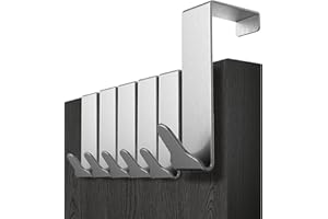 Menz Premium Over Door Hanger– Set of 6 Stainless Steel Coat Hooks 36mm with Anti-Slip and Felt Pads, Sturdy Over Door Hook Hanger Türhaken Premium Edelstahl_36mm - 6er Set UK