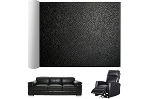 DOIOVE Patch de réparation en cuir Noir 40cm*200cm, 1mm d'épaisseur étanche auto-adhésif ruban en cuir pour rembourrage, Renouveler canapé, chaises, sièges de voiture, sacs et faire de l'artisanat du cuir