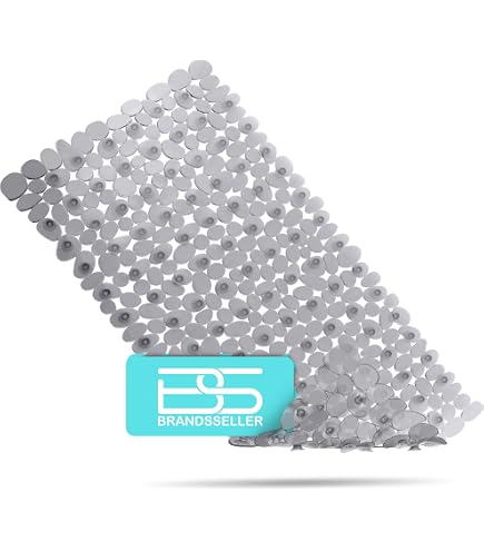 Tappeto antiscivolo quadrato Stones in pvc celeste 54 x 54 cm | Leroy