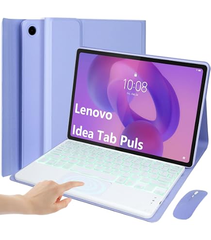 Tastiera Bluetooth Con Touchpad Per Lenovo Idea Tab Plus 12.1 2025 – Italiano QWERTY, Retroilluminata 7 Colori, Custodia Staccabile