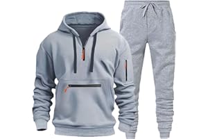 Qixiu 2 Piece Tracksuit Mens Plus Size Hoodie Tracksuit Mens Full Set Solid Long Sleeve Printed Jogging Suits Fall Sweatpants Set Winter Casual Men's Sportswear Sweatshirt Suit Sale