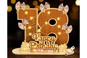 I LOVE MOM 18.Geldgeschenk Geburtstag Holz - Personalisiertes Geschenke zum 18 Geburtstagszahlen,Schild Gästebuch mit LED Lichterkette für Geschenke, Hochzeiten, Partys, Geburtstage, Jubiläum